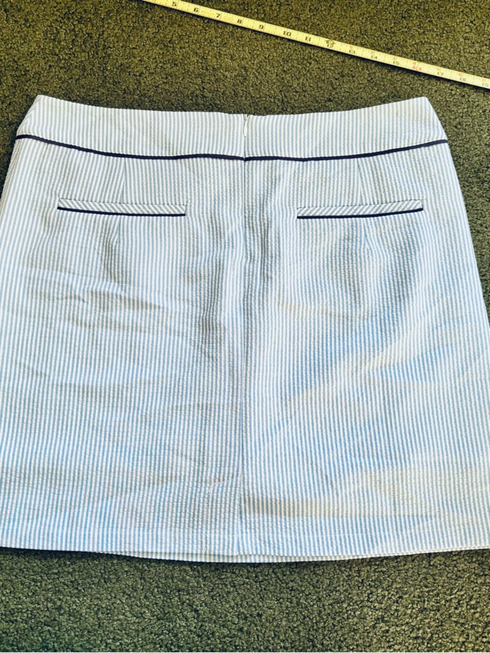 NWT Renwick Sz 12 Seersucker Mini Skirt and Shorts with Navy Piping - Light Blue - Picture 7 of 9